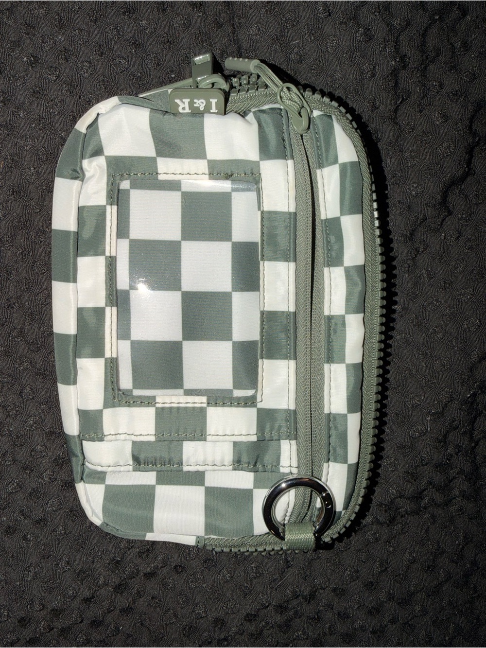 Checkered Compact Wallet Pouch in Green by